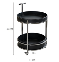 Table d'appoint mobile de luxe italienne avec plateau en cuir, table d'appoint moderne et minimaliste avec rangement