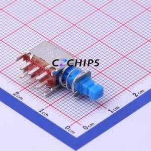 SPPJ223200 Push Button Switch Through hole Switch Double Pole Double Throw No Lock Square Plunger Right Angle Insert - Product Image 1