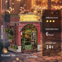 Bücherregal-Einsatz-Deko DIY Buchnischen-Set 3D-Puzzle Buchnischen-Bausatz Neuer Blumenladen Miniatur-Haus-Bausatz DIY 3D Holzpuzzle 3D Holz