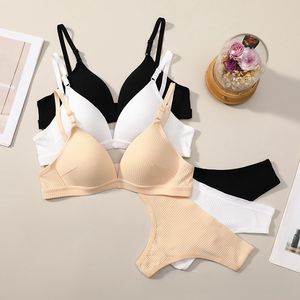 Ingrosso 2024 da donna in puro <span class=keywords><strong>cotone</strong></span> mutandine perizoma con <span class=keywords><strong>reggiseno</strong></span> da <span class=keywords><strong>reggiseno</strong></span> da donna con Set di mutandine in <span class=keywords><strong>cotone</strong></span> - Product Image 3