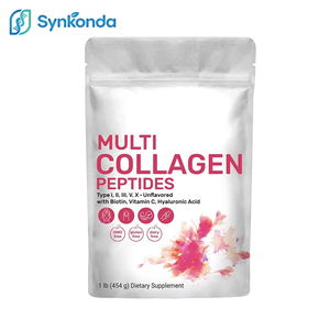 סינקונדה 1 פאונד אבקת יופי מרוכזת בקולגן פפטידים, הידרוליזט סוגים III, IV, V, X, חומצה היאלורונית, ביוטין 10000 מיקרוגרם וויטמין C עבור - Product Image 1