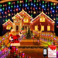 Lumières de Noël à LED étanches 8 Modes Lumières de Noël Décoration extérieure avec mémoire et minuterie Lampes de fées suspendues Plug-in