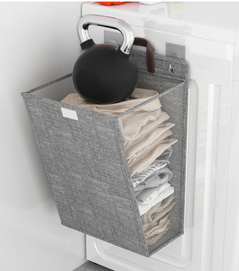 Cesta de lavandería colgante de pared de gran capacidad al por mayor, almacenamiento plegable con textura de lino y algodón para Arreglo de dormitorio en casa - Product Image 3