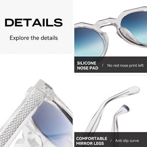 Lunettes de soleil ovales transparentes polarisées UV400 en film coloré, lunettes de soleil de créateur pour femmes, lunettes de soleil TR90 pour hommes, lunettes épaisses tendance - Product Image 3