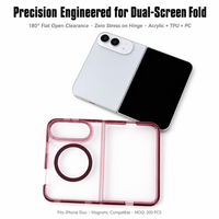 Étui de téléphone magnétique pliable robuste pour iPhone Duo, hybride transparent en acrylique PC TPU, compatible charge sans fil, anti-chute, fourniture directe usine