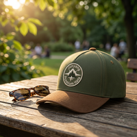 Gorras de Béisbol de Sarga de Cinco Paneles con Visera Curva, Bicolor, de Algodón Puro, con Logotipo Bordado Personalizado para Deportes al Aire Libre