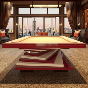 Table de billard professionnelle de luxe sur mesure <span class=keywords><strong>8</strong></span>/9 pieds - Table de billard moderne à 9 boules, pieds en bois massif, plateau en ardoise, poches en cuir véritable, acier inoxydable - Product Image 4