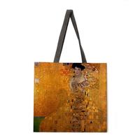 Sac de courses réutilisable, fourre-tout pour loisirs, peinture à l'huile dorée, pour extérieur, plage et loisirs, nouvelle collection