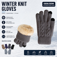 Fabricant de gants tactiles personnalisés pour homme, gants d'hiver à double couche, doublés de fourrure chaude, pour les déplacements en extérieur, ajustement extensible, gants en tricot à doigts entiers