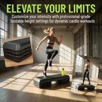 Plataforma de Step Ajustable FDFIT de Alta Calidad, 110 cm, Multinivel, Superficie Antideslizante de TPE, PP y ABS, para Gimnasio, Centro de Fitness, Cardio en Casa