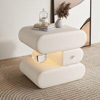 Table de chevet en bois massif simple et durable avec rangement, style crème, prix abordable, pour chambre à coucher, maison et appartement