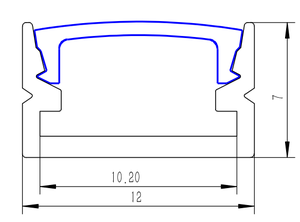 Sdw12x7mm U hình dạng Màu đen-lõm/Bề mặt gắn-Nhôm hồ sơ với bộ khuếch tán màu đen cho vật cố Dải LED (Độ sâu 7mm) - Product Image 2
