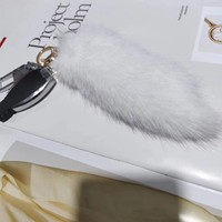 Porte-clés en fausse fourrure de renard en gros, design tendance et adorable, porte-clés en fourrure de renard moelleux et pas cher, breloque décorative pour clés de voiture et sacs à main