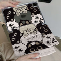 Étui de protection élégant pour iPad Apple A16 11 pouces avec motif de chat noir de dessin animé, compatible Pro 12.9/Air 2025, protection anti-chute