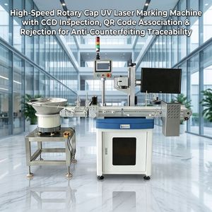 Machine de codage laser UV rotative automatique BMG pour bouchons de bouteilles avec alimentation intégrée Ezcad, inspection par vision et rejet anti-contrefaçon - Product Image 2