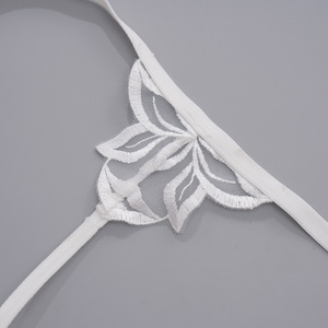 White <b>Sexy</b> Lace Leaf 3D Embroidery Light Breathable Thin Lingerie <b>Set</b> Women Underwire Bra Thong 2 Piece Seductive Women's - Product Image 6