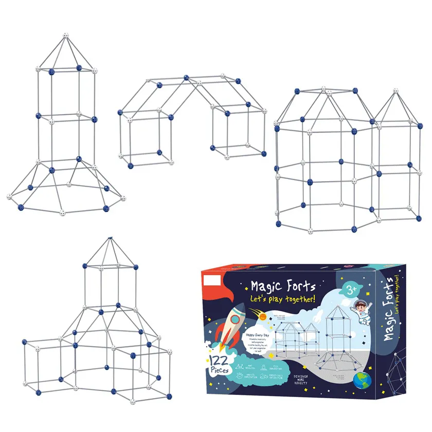 Kit de construction de tentes et de fusée pour enfants, jouets, 122 pièces, bricolage