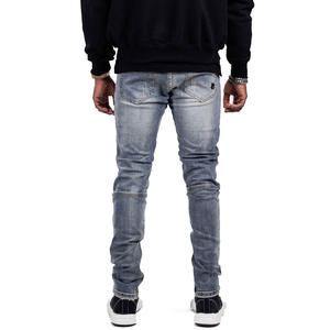 Gingtto Pantalon droit à fermeture éclair <span class=keywords><strong>en</strong></span> <span class=keywords><strong>bas</strong></span> Jeans Jeans skinny déchirés noirs pour hommes - Product Image 4