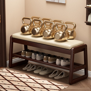 Modern Solid Wood Foldable <b>Shoe</b> with Flip-Open <b>Storage</b> Box 2-Tier Rack for Living Room Entryway - Product Image 3