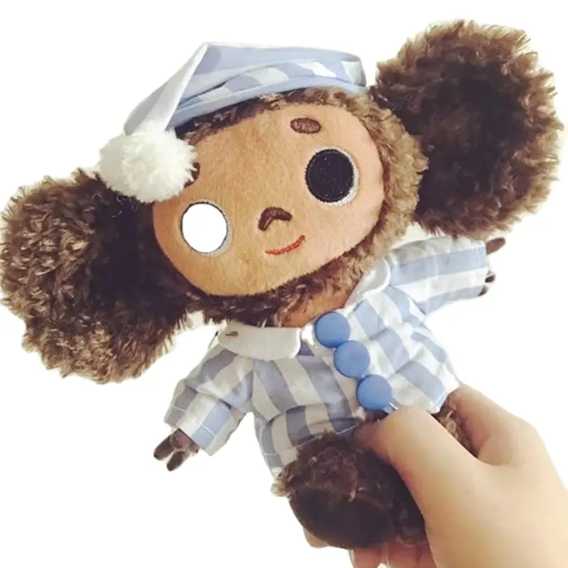 Boneco de pelúcia fofo cheburashka com olhos grandes e roupas macias, boneco russo anime, bebê, crianças, boneco de dormir, brinquedo para crianças