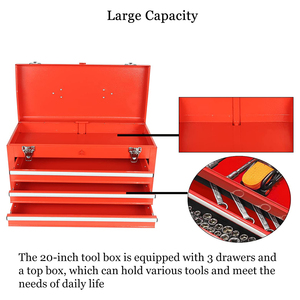 Heavy Duty Cold <strong>Rolling</strong> Steel 3-Drawer Stainless Steel Handles <strong>Storage</strong> Cabinet Garage Mechanic Organizer <strong>Tool</strong> Box - Product Image 5