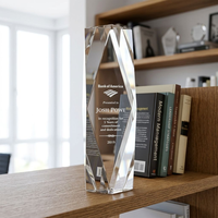 Trophée personnalisé en cristal K9 en forme de colonne, plaque de récompense en cristal gravée avec logo et texte pour souvenir d'entreprise