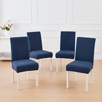 Housses de chaise épaisses pour chaise de salle à manger à dossier droit, élastiques, tout-en-un, jacquard, anti-poussière, pour salle à manger