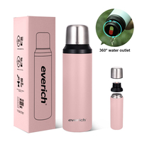 Botol Air Luar Ruangan Everich Populer 750ml Botol Stainless Steel - 360 °   Tutup Anti Bocor & Isolasi Dinding Ganda