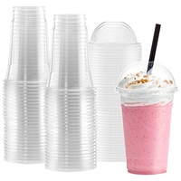 HeePACK 8 12 16 24 32 oz Tasses à emporter transparentes jetables en plastique pour animaux de compagnie Tasse à glace à café à dessert froid avec couvercle plat et paille