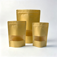 Sacs d'emballage Doypack en papier kraft brun refermables avec fermeture éclair, thermoscellables, pour le stockage alimentaire
