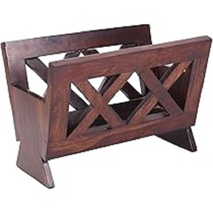 Porte-revues mural élégant en bois massif pour le bureau à domicile Organisateur autoportant durable pour l'organisation du stockage - Product Image 1