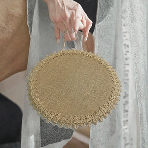 Manteles Individuales Redondos de Encaje Sólido Impermeables al por Mayor, Personalizados para Decoración de Mesa de Boda - Product Image 3