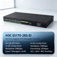 Switch de Red Administrado H3C S5170-28S-EI de 28 Puertos POE con Soporte SNMP, QoS y VLAN - En Stock