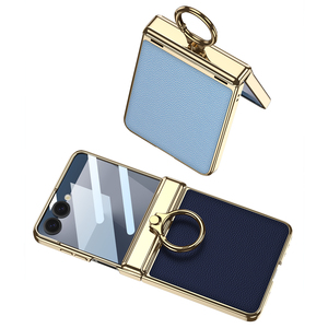 Funda Protectora Magnética con Anillo Metálico para Samsung Galaxy Z Flip 3/4/5/6/7, Funda Plegable de Cuero PU - Product Image 6