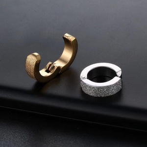 Orecchini <span class=keywords><strong>a</strong></span> cerchio smerigliato in acciaio inox punk con personalità maschile e femminile - Product Image 2