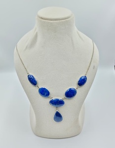 Collar de Ágata Natural con Cadena de Eslabones Chapada en Plata y Latón Hecha a Mano, Estilo Bohemio de 22 Pulgadas para Mujer, para Bodas o Uso Diario - Product Image 4