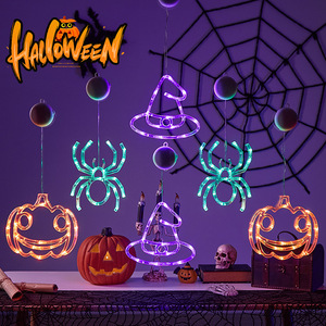 Decoraciones Colgantes de Halloween, Adornos para Fiestas, Decoración de Calabazas y Arañas, Luces LED de Modelado para Fiestas de Fantasmas - Product Image 1