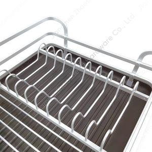 Draining Dish Rack <b>Large</b> Capacity Aluminum With <b>Tray</b> Modern Square Style Kitchen Storage Rack L Size - Product Image 3