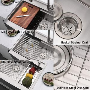 Meilleures ventes ÉVIER de <span class=keywords><strong>cuisine</strong></span> Évier fait main <span class=keywords><strong>sous</strong></span> le comptoir Évier de <span class=keywords><strong>cuisine</strong></span> encastré en acier inoxydable de 33 pouces - Product Image 6