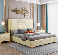 Modernes Luxuriöses Design Holz-Kingsize-Bettgestell Schlafzimmer Leder-Doppelbett Luxuriöses Neues Design Schlafzimmer-Set