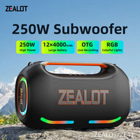 Altavoz Portátil ZEALOT ZE41 de 250W, Altavoz Inalámbrico 5.3 para Exteriores, con Bajos Potentes, Luces RGB, Resistente al Agua IPX5, USB, TF, FM
