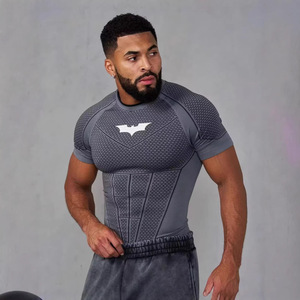 American-style Sporty Short-sleeve Mens Summer Fitness <strong>T</strong>-<strong>shirt</strong> Polka Dot Printed Breathable Quick-drying Stretchy 240 Grams - Product Image 1