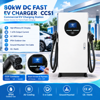 Station de recharge DC 80 kW CCS1 CCS2 sur pied pour véhicules électriques, chargeur OCPP 1.6J avec écran tactile RFID, IP54, pour flotte commerciale et parking d'hôtel
