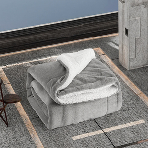 Siêu Mềm Sang Trọng Dày Mờ Ấm Flannel <span class=keywords><strong>Sherpa</strong></span> Lông Cừu Raschel Dệt Kim Chăn Grey Siêu Vua Kích Thước Cho Mùa Đông Cho Sofa Sử Dụng - Product Image 3