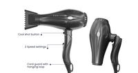 Sèche-cheveux professionnel électrique FMK à moteur DC 1400W, double tension, poignée compacte pliable pour hôtel et usage domestique
