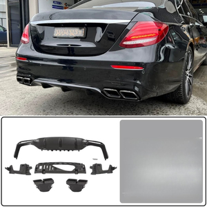 สปอยเลอร์กันชนหลังรถยนต์ สำหรับตกแต่ง Mercedes Benz E-Class E300 E350 E63 AMG ปี 2016-2020 พร้อมแผ่นปิดปลายท่อไอเสีย - Product Image 1