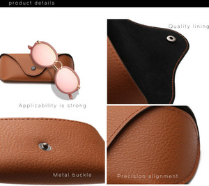 Étuis à lunettes en cuir PU couverture pour lunettes de soleil femmes étui à lunettes hommes boîte à lunettes de lecture avec boucle en métal étuis à lunettes - Product Image 2