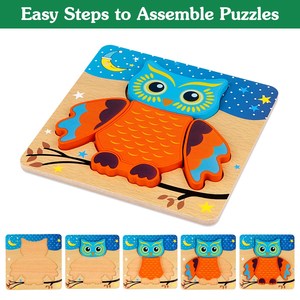 Puzzles en bois écologiques pour garçons et filles, cadeau éducatif pour les nourrissons et les tout-petits âgés de 1, 2 et 3 <span class=keywords><strong>ans</strong></span> - Product Image 5