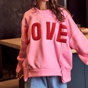 Custom Love Badge anteriore goffrato Winter letterk <span class=keywords><strong>felpa</strong></span> da donna girocollo eco-friendly in maglia oversize oversize - Product Image 2