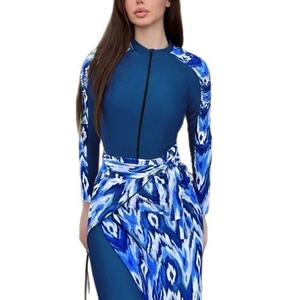Burkinis conservateurs <span class=keywords><strong>Ezan</strong></span> du Moyen-Orient, ensemble 3 pièces avec haut à manches longues, pantalon et jupe dégradée - Matière Spandex/Polyester - Product Image 5
